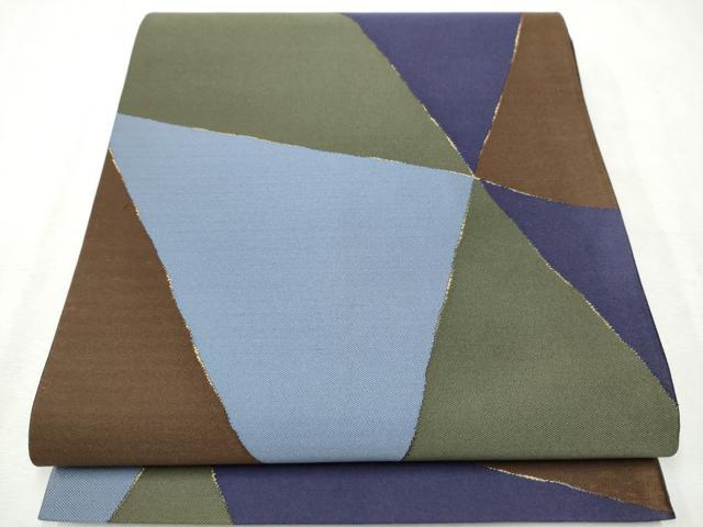 平和屋着物●世界的人形師　辻村寿三郎　ジュサブロー　六通柄袋帯　幾何学文様　金糸　正絹　逸品　CAAX1425hy