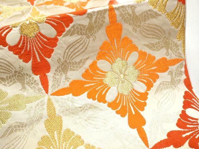 平和屋着物●西陣　川島織物　六通柄　本袋帯　鳳凰花丸文　金糸　正絹　逸品　BAAV9212mz 平和屋着物○西陣 川島織物 六通柄 本袋帯 鳳凰花文 金糸 正絹 逸品