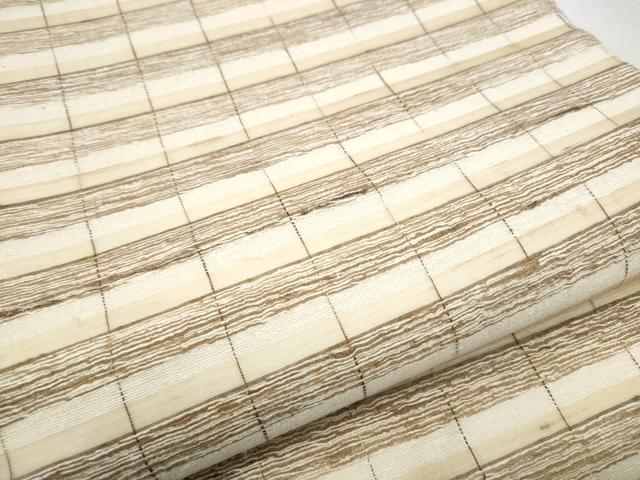 平和屋着物○インド・アッサム 野蚕糸 手織 ムガシルク 全通柄袋帯 横