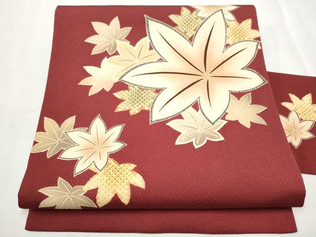 平和屋着物●九寸名古屋帯　楓文　正絹　逸品　CAAX1464hy