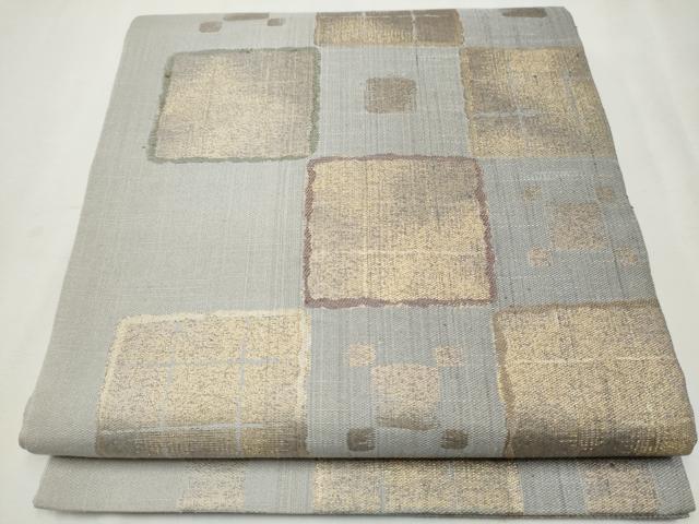 平和屋着物●六通柄袋帯　紬地　変わり市松文　金糸　正絹　逸品　CAAX1474hy