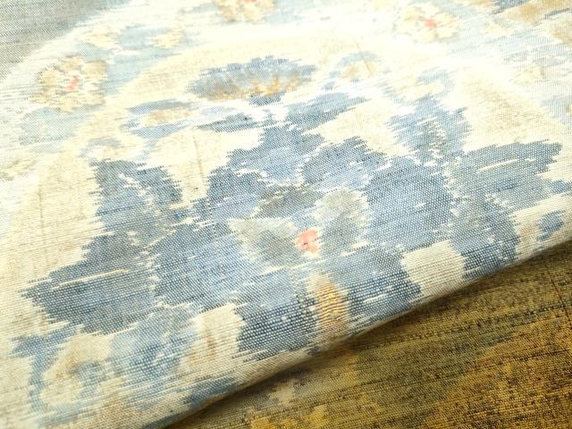 平和屋着物○全通柄袋帯 結城紬地 結織苑 更紗花唐草