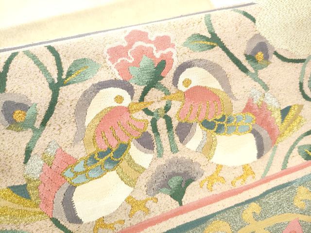 平和屋着物○爪掻き本綴れ 八寸名古屋帯 樹林文 金銀糸