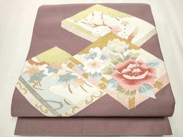 平和屋着物●爪掻き本綴れ　八寸名古屋帯　枝花文　金銀糸　正絹　逸品　CAAX1503hy