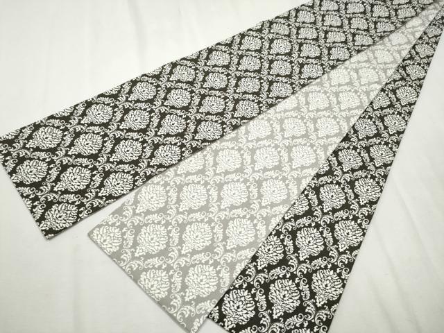 平和屋着物●両面　半幅帯　型染め　縦枠花文　綿　逸品　CAAX1533hy