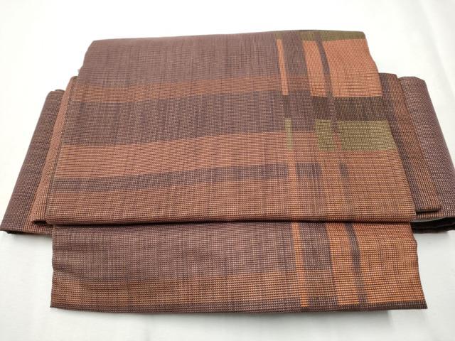 平和屋着物●ワンタッチつけ帯　格子柄　金糸　正絹　逸品　CAAX1550hy