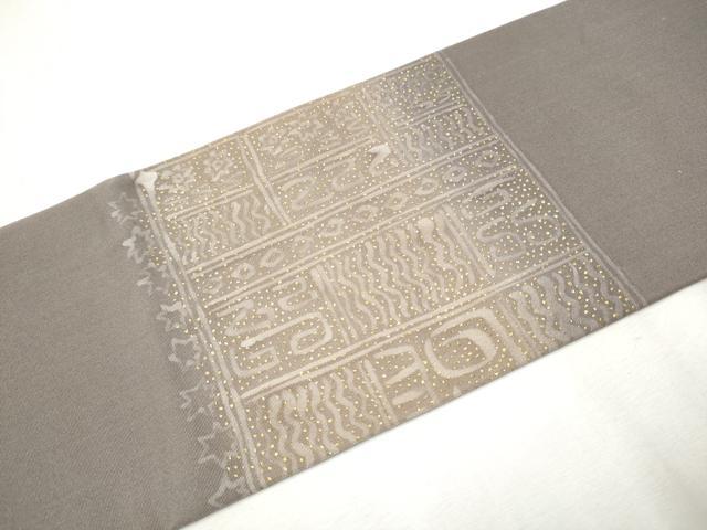 平和屋着物○塩瀬 九寸名古屋帯 幾何学文様 金彩 正絹 逸品 CAAX1581hy