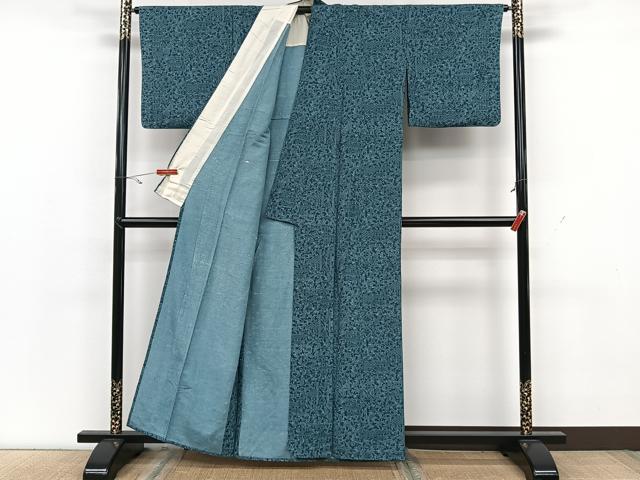 平和屋着物○上質な小紋 紬地 花唐草文 鹿 正絹 逸品 AAAZ0338zg