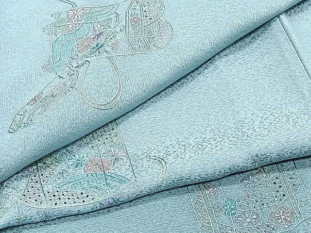平和屋着物▽中国三大刺繍　スワトウ刺繍　総刺繍　訪問着　単衣　貝桶花文　正絹　逸品　CAAX2461xi