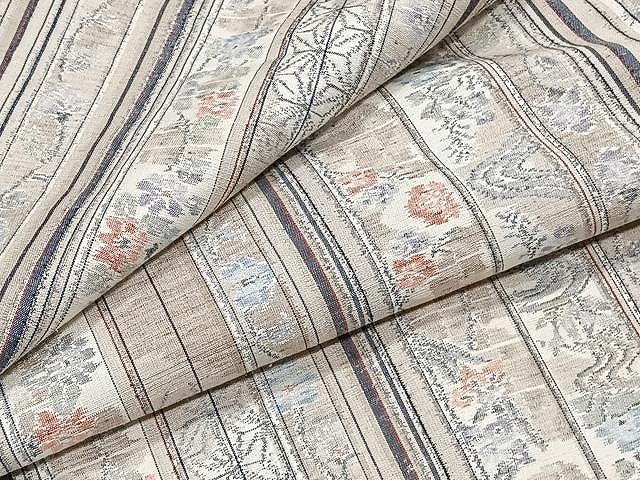 平和屋着物▽上質な紬　単衣　花間道　正絹　逸品　CAAX2479xi