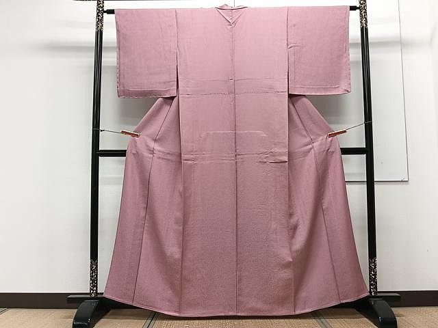 平和屋着物▽琉球藍染 色無地 単衣 枝地紋 長春色 反端