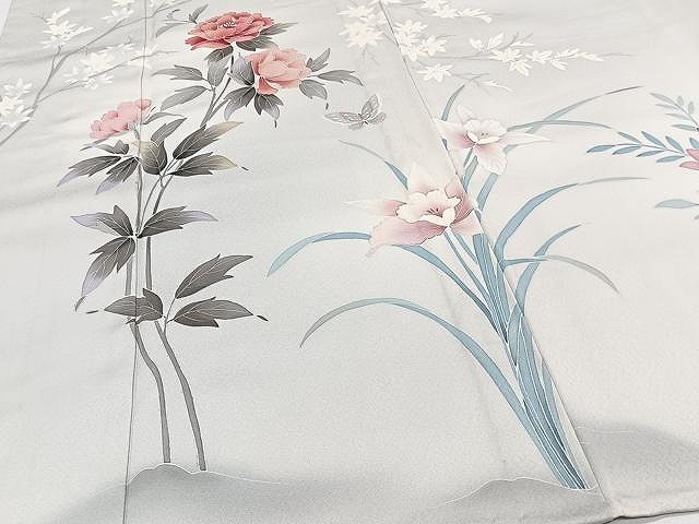 平和屋着物▽訪問着　単衣　花蝶文　正絹　逸品　CAAX2511xi_2