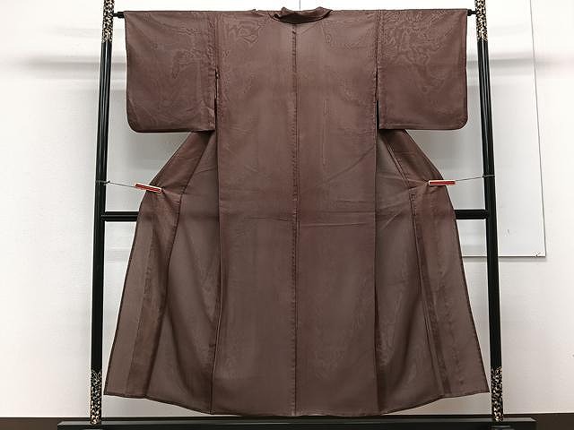 平和屋着物▽上質な色無地　単衣　赤褐色　正絹　逸品　CAAX2518xi