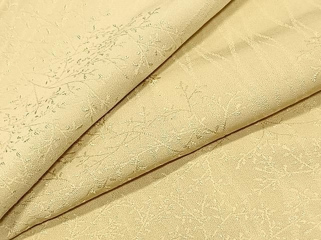 平和屋着物▽上質な色無地　単衣　枝葉地紋　木蘭色　正絹　逸品　CAAX2526xi