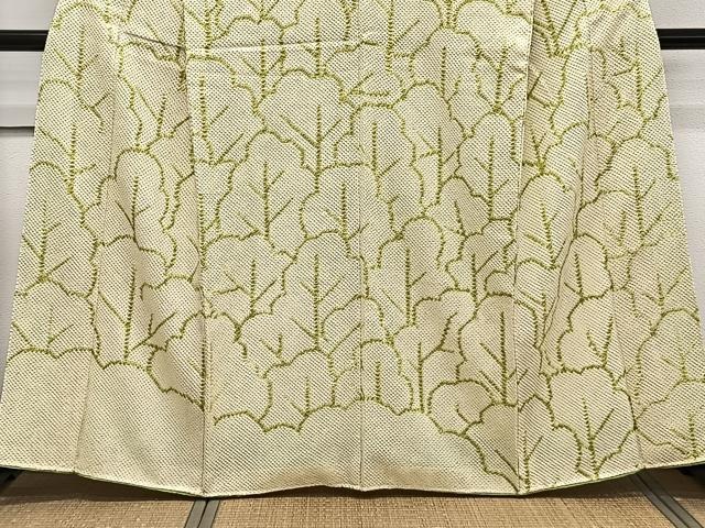 平和屋着物○訪問着 生紬地 型染め 花鳥文 暈し染め