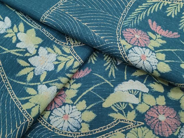 平和屋着物●上質な小紋　紬地　草花文　正絹　逸品　CAAX3039th