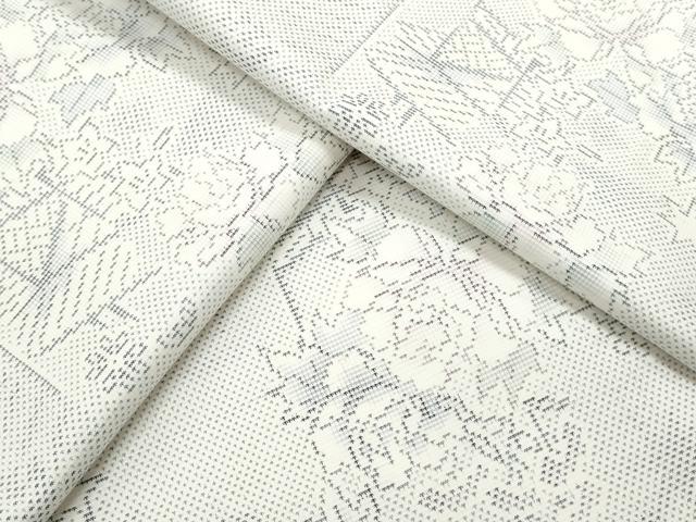 平和屋着物●本場大島紬　白大島　9マルキ　風景花文　正絹　逸品　CAAX3044th