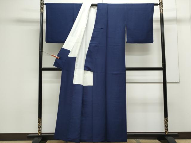 平和屋着物○上質な色無地 鉄紺色 正絹 逸品 CAAX3125th 色無地