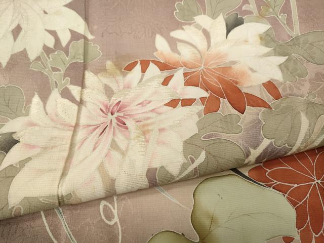 平和屋着物○アンティーク 大正ロマン 色留袖 刺繍 草花文 暈し染め 正絹