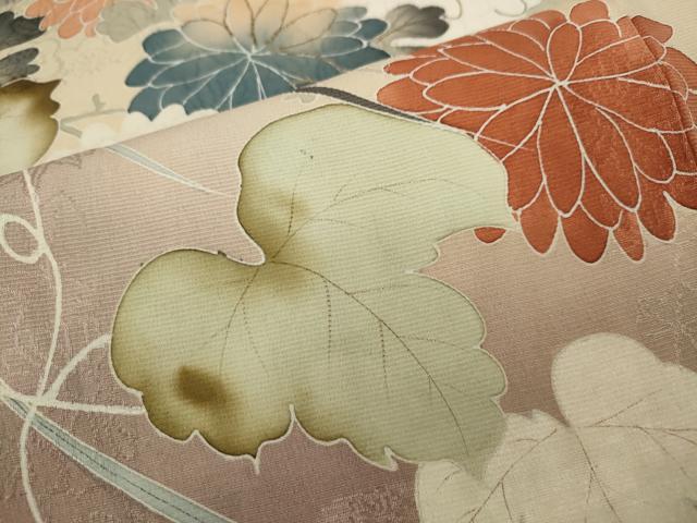 平和屋着物○アンティーク 大正ロマン 色留袖 刺繍 草花文 暈し染め 正絹