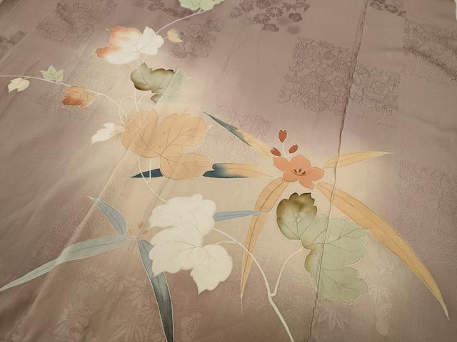 平和屋着物○アンティーク 大正ロマン 色留袖 刺繍 草花文 暈し染め 正絹