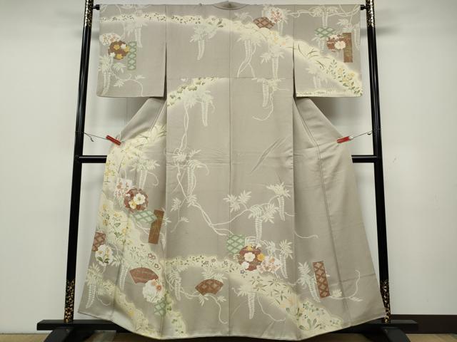 平和屋着物●訪問着　雪輪草花文　暈し染め　金彩　正絹　逸品　CAAX4467ut