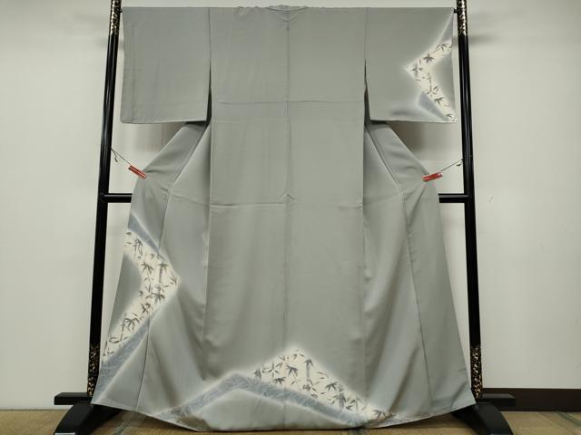 平和屋着物●訪問着　手描き　駒刺繍　笹竹文　暈し染め　正絹　逸品　未使用　CAAX4472ut