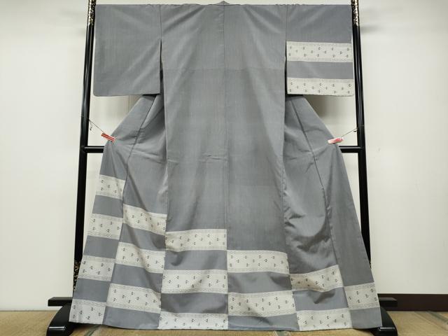 平和屋着物●訪問着　紬地　横段琉球絣　正絹　逸品　CAAX4480ut