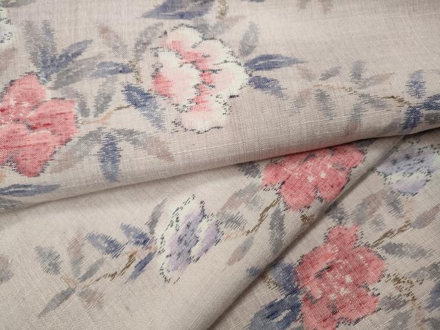 平和屋着物●小千谷紬　枝花文　正絹　逸品　CAAX4507ut