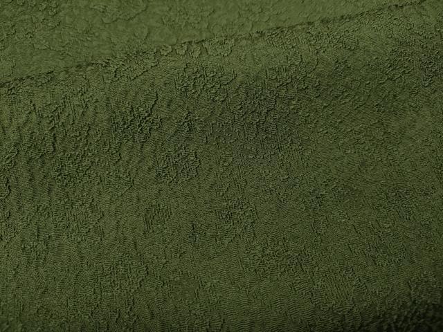 平和屋着物○上質な色無地 舞花地紋 松葉色 正絹 逸品 CAAX4510ut