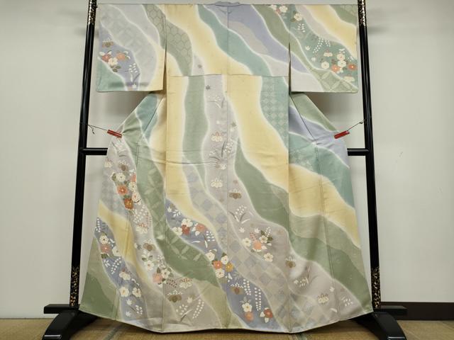 平和屋着物●訪問着　駒刺繍　道長舞花文　金彩　正絹　逸品　CAAX4524ut