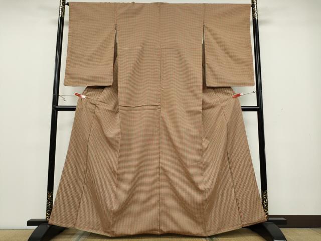 平和屋着物○上質なお召 吉野間道 正絹 逸品 CAAX4565ut 紬