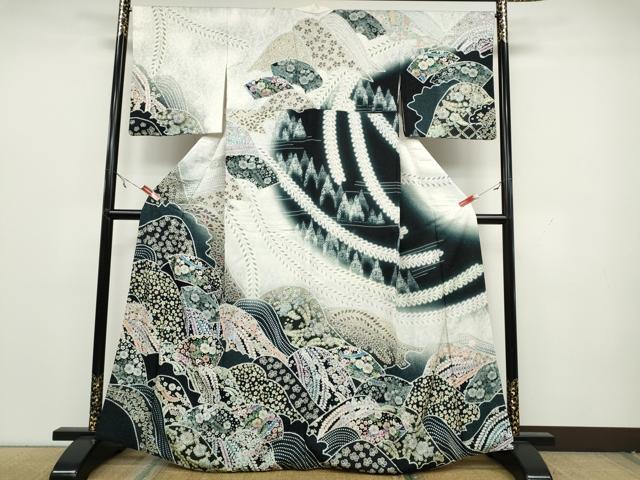 平和屋着物●訪問着　作家物　辻が花　暈し染め　銀通し地　正絹　逸品　CAAX4647ut