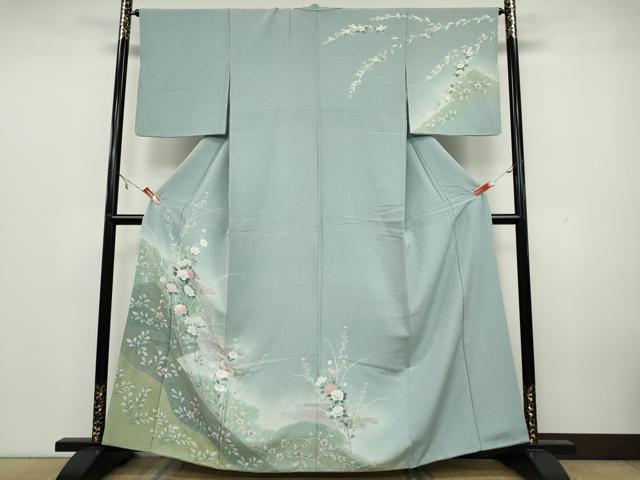 平和屋着物●訪問着　絞り　草花文　暈し染め　金彩　正絹　逸品　CAAX4652ut