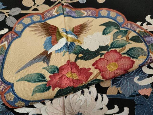 平和屋着物○中国三大刺繍 蘇州刺繍 黒留袖 正倉院花鳥