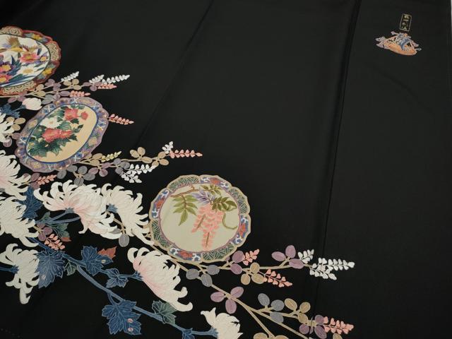 平和屋着物○中国三大刺繍 蘇州刺繍 黒留袖 正倉院花鳥