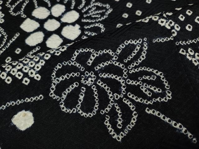 平和屋着物○訪問着 総絞り 枝花文 黒地 正絹 逸品 CAAX4664ut