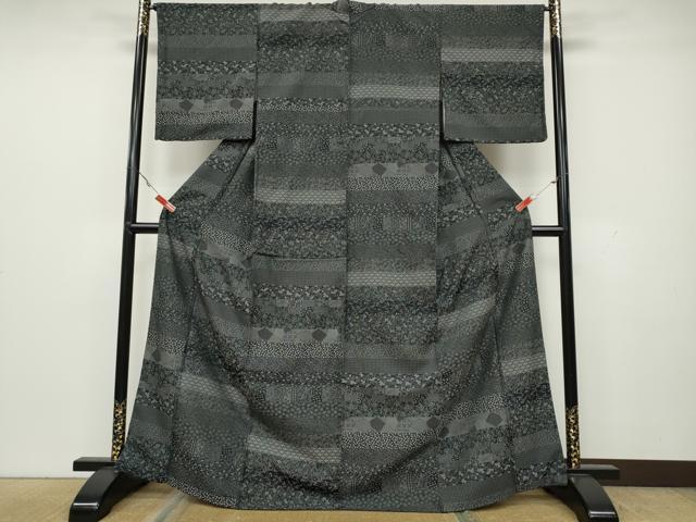 平和屋着物●江戸小紋　百柄　黒地　正絹　逸品　CAAX4685ut