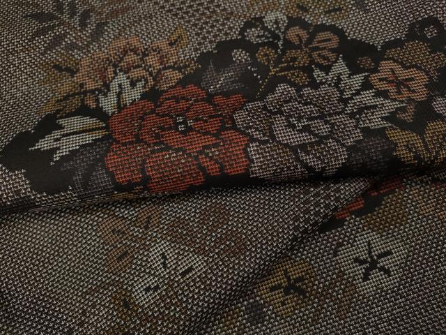 平和屋着物●本場大島紬　9マルキ　雲取り草花文　正絹　逸品　CAAX4686ut