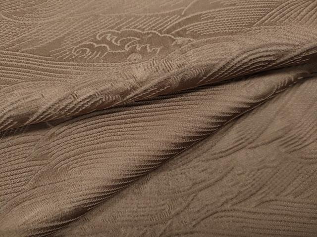 平和屋着物●上質な色無地　立波地紋　白茶色　正絹　逸品　CAAX4695ut