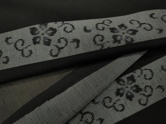 平和屋着物●上質な紬　横段花唐草文　正絹　逸品　CAAX4707ut