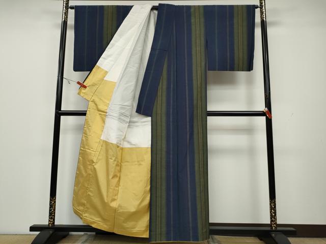 平和屋着物○本場真綿結城紬 草木染 間道 証紙付き 正絹 逸品 CAAX4728ut