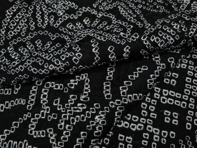 平和屋着物●上質な小紋　総絞り　横段草花文　黒地　正絹　逸品　CAAX4738ut 平和屋着物○上質な小紋 総絞り 横段草花文 黒地 正絹 逸品