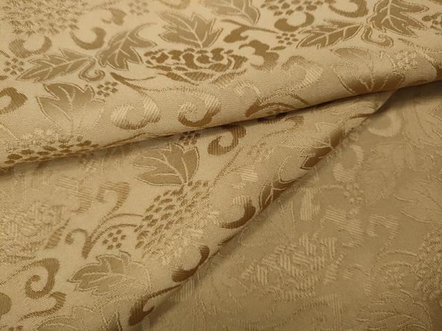 平和屋着物●上質な色無地　更紗花唐草地紋　白茶色　正絹　逸品　CAAX4747ut