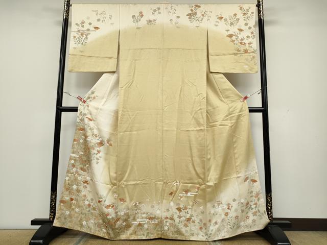 平和屋着物●訪問着　エ霞扇面草花文　暈し染め　金彩　正絹　逸品　CAAX4755ut