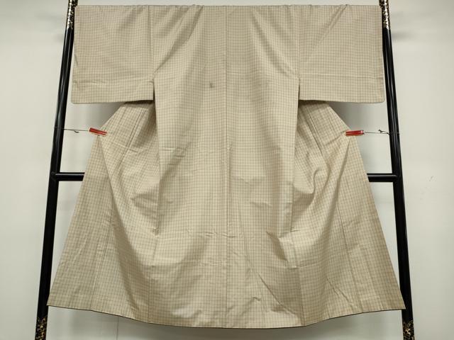 平和屋着物●男性　紬　格子柄　やまと誂製　正絹　逸品　CAAX4769ut 平和屋着物○男性 紬 格子柄 やまと誂製 正絹 逸品 CAAX4769ut