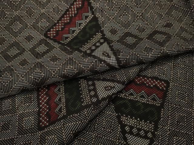 平和屋着物●本場大島紬　龍郷絣　吉祥間道　正絹　逸品　CAAX4794ut