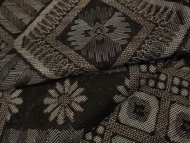 平和屋着物●本場大島紬　龍郷絣　菱花文　正絹　逸品　未使用　CAAX4798ut