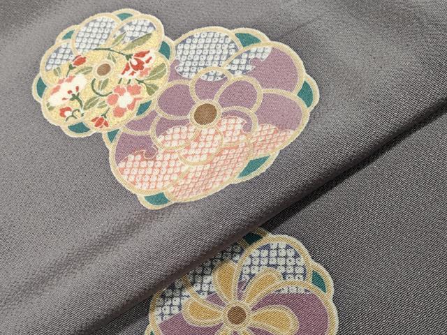 平和屋着物●上質な小紋　舞花文　金彩　鬼しぼ縮緬　正絹　逸品　CAAX5647gh 平和屋着物○上質な小紋 舞花文 金彩 鬼しぼ縮緬 正絹 逸品 CAAX5647gh