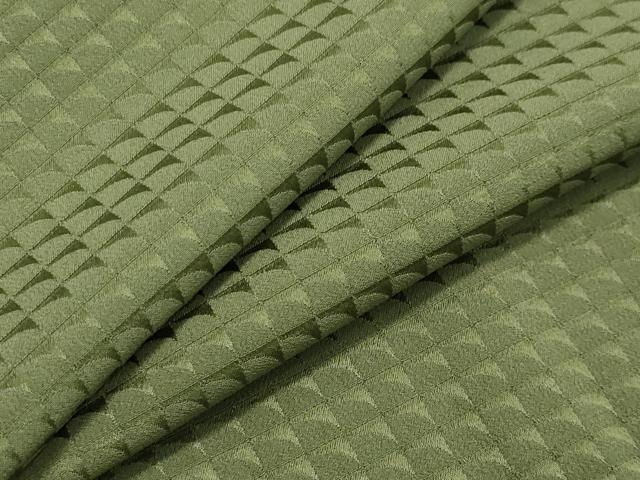 平和屋着物●上質な色無地　吉祥地紋　草色　正絹　逸品　CAAX5716gh